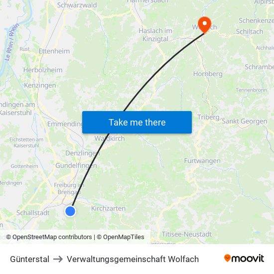 Günterstal to Verwaltungsgemeinschaft Wolfach map