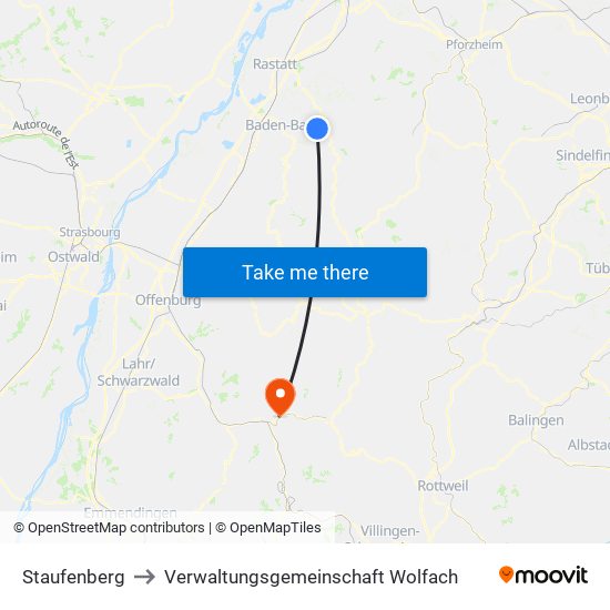 Staufenberg to Verwaltungsgemeinschaft Wolfach map