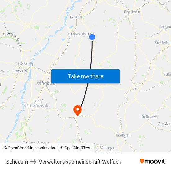 Scheuern to Verwaltungsgemeinschaft Wolfach map