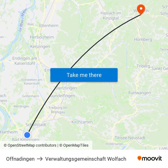 Offnadingen to Verwaltungsgemeinschaft Wolfach map