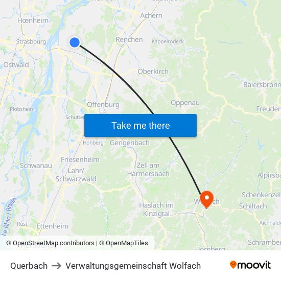 Querbach to Verwaltungsgemeinschaft Wolfach map
