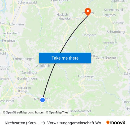 Kirchzarten (Kernort) to Verwaltungsgemeinschaft Wolfach map