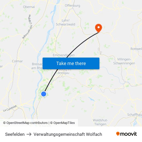 Seefelden to Verwaltungsgemeinschaft Wolfach map