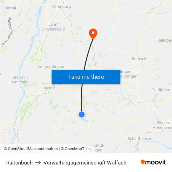 Raitenbuch to Verwaltungsgemeinschaft Wolfach map