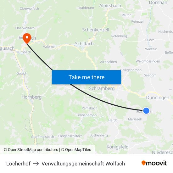 Locherhof to Verwaltungsgemeinschaft Wolfach map