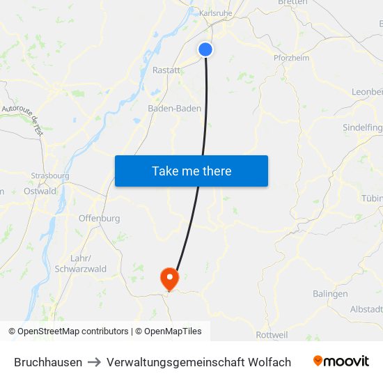 Bruchhausen to Verwaltungsgemeinschaft Wolfach map