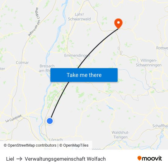 Liel to Verwaltungsgemeinschaft Wolfach map