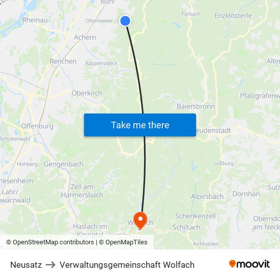 Neusatz to Verwaltungsgemeinschaft Wolfach map