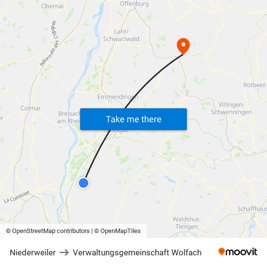 Niederweiler to Verwaltungsgemeinschaft Wolfach map