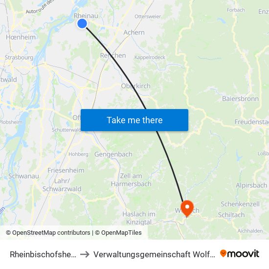 Rheinbischofsheim to Verwaltungsgemeinschaft Wolfach map