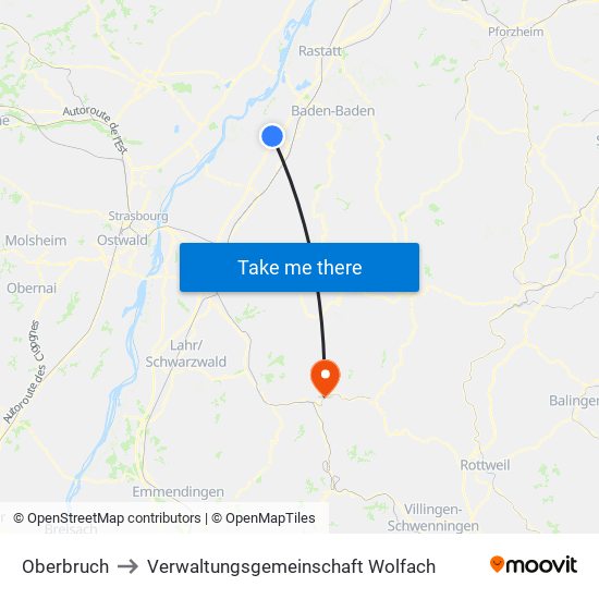 Oberbruch to Verwaltungsgemeinschaft Wolfach map