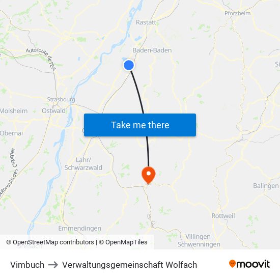 Vimbuch to Verwaltungsgemeinschaft Wolfach map