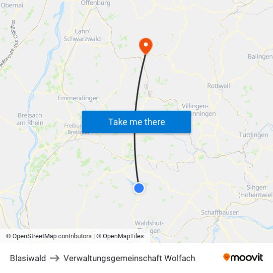 Blasiwald to Verwaltungsgemeinschaft Wolfach map