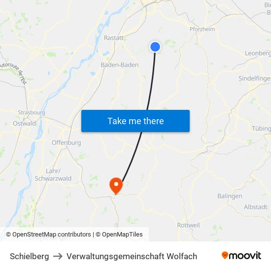 Schielberg to Verwaltungsgemeinschaft Wolfach map