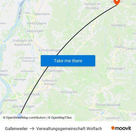 Gallenweiler to Verwaltungsgemeinschaft Wolfach map