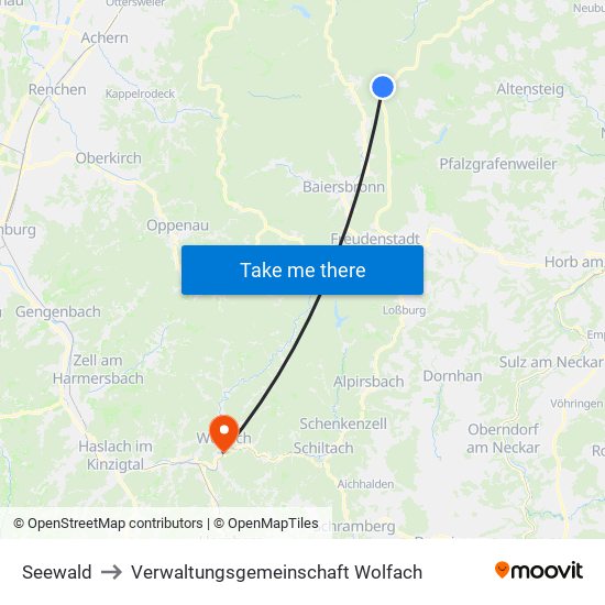 Seewald to Verwaltungsgemeinschaft Wolfach map