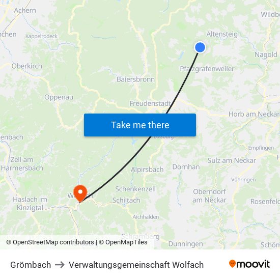 Grömbach to Verwaltungsgemeinschaft Wolfach map