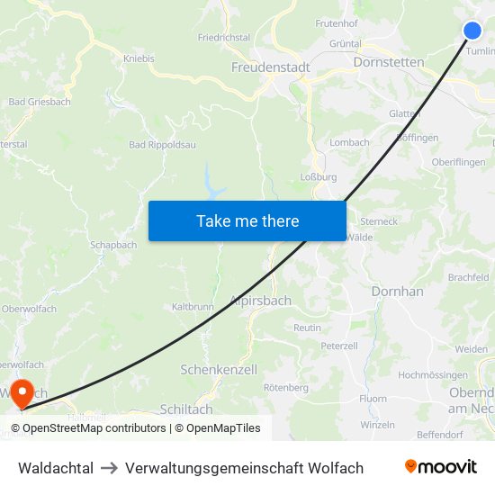 Waldachtal to Verwaltungsgemeinschaft Wolfach map