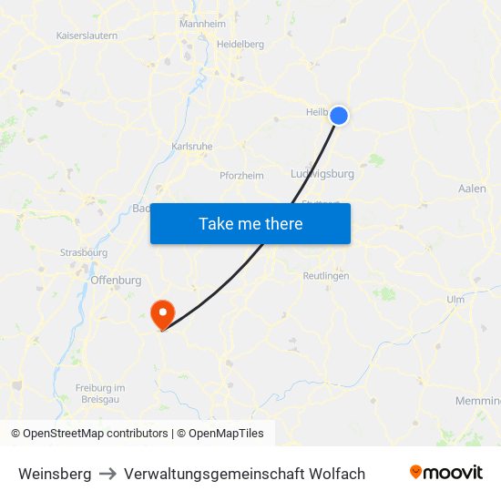 Weinsberg to Verwaltungsgemeinschaft Wolfach map