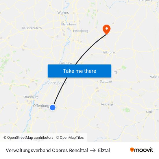 Verwaltungsverband Oberes Renchtal to Elztal map