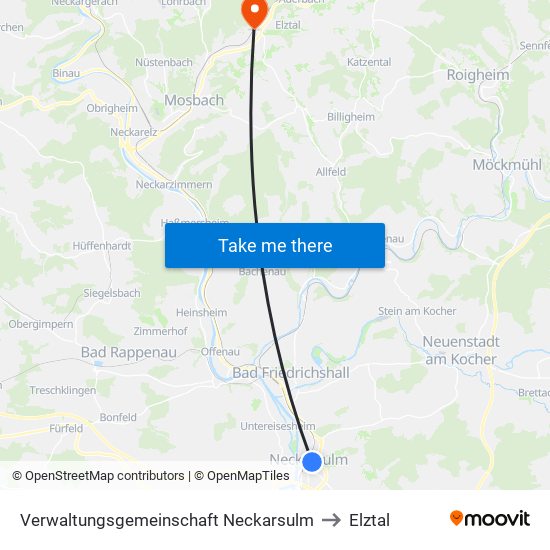 Verwaltungsgemeinschaft Neckarsulm to Elztal map