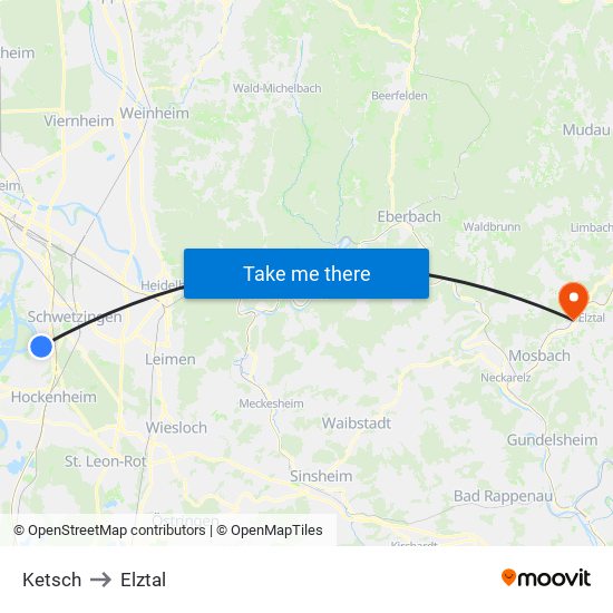 Ketsch to Elztal map