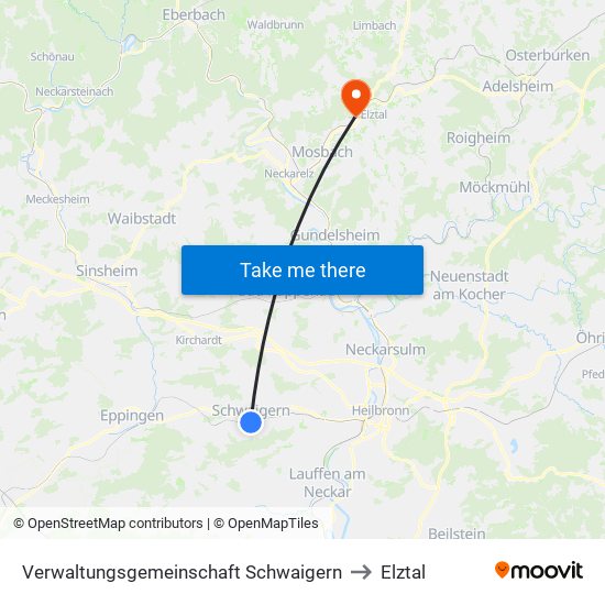Verwaltungsgemeinschaft Schwaigern to Elztal map