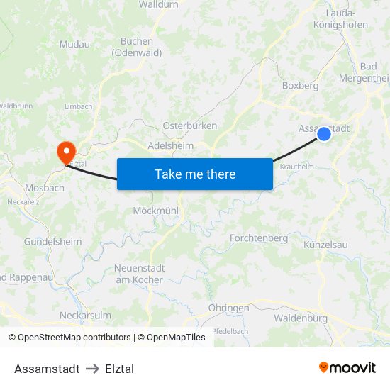 Assamstadt to Elztal map