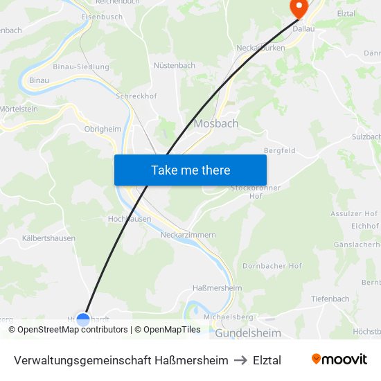 Verwaltungsgemeinschaft Haßmersheim to Elztal map