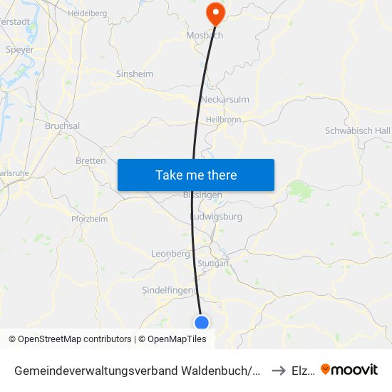 Gemeindeverwaltungsverband Waldenbuch/Steinenbronn to Elztal map