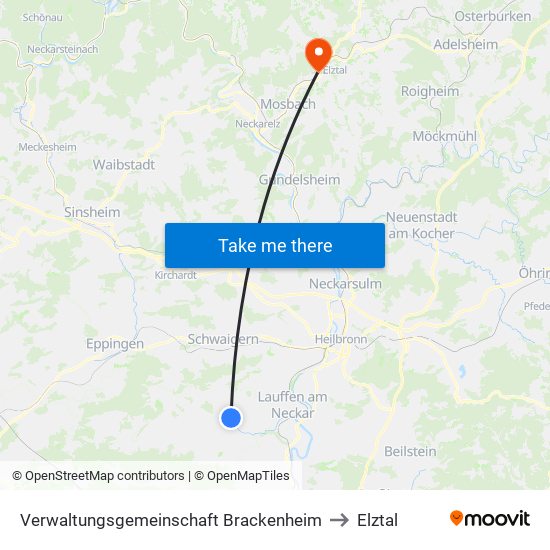 Verwaltungsgemeinschaft Brackenheim to Elztal map