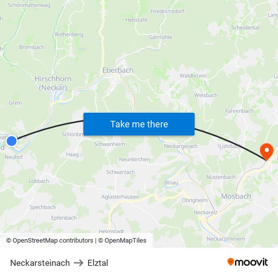 Neckarsteinach to Elztal map