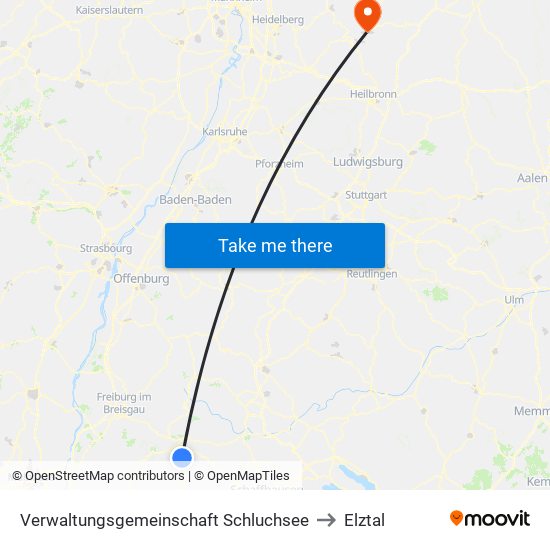 Verwaltungsgemeinschaft Schluchsee to Elztal map