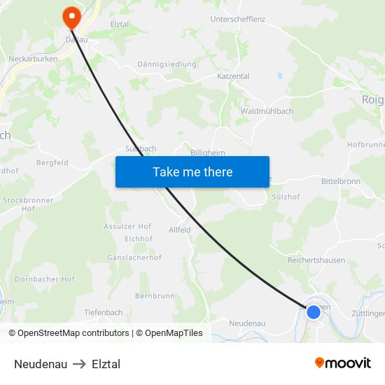 Neudenau to Elztal map