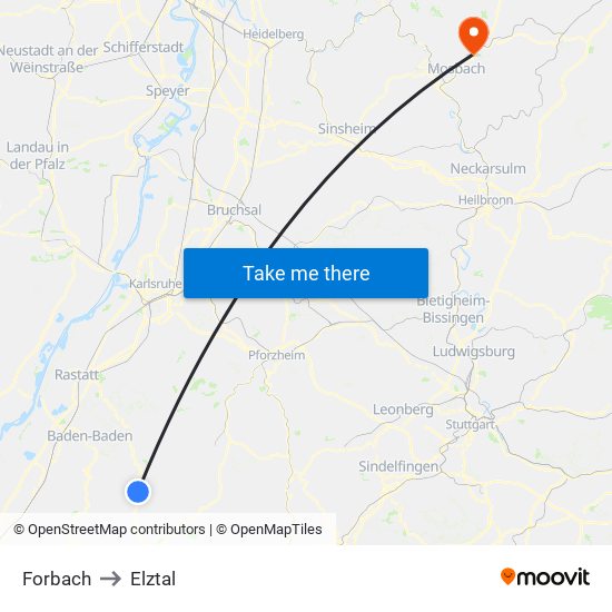 Forbach to Elztal map