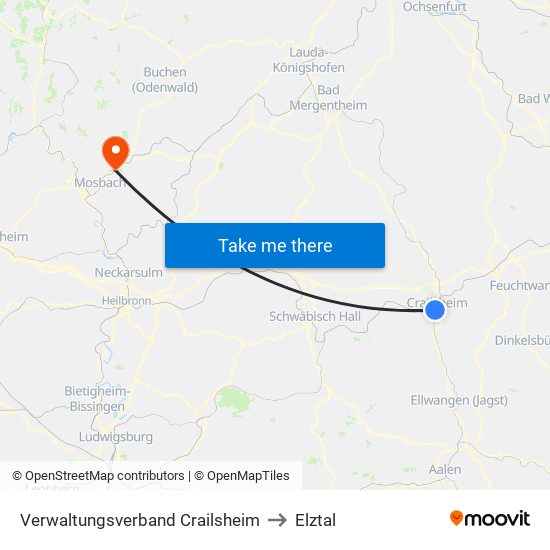 Verwaltungsverband Crailsheim to Elztal map