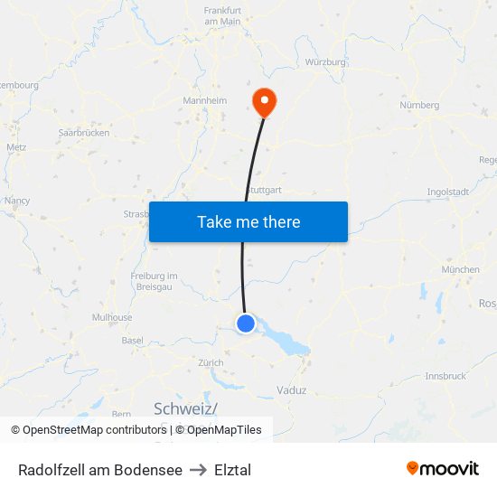 Radolfzell am Bodensee to Elztal map