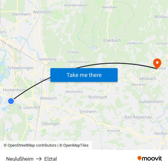 Neulußheim to Elztal map