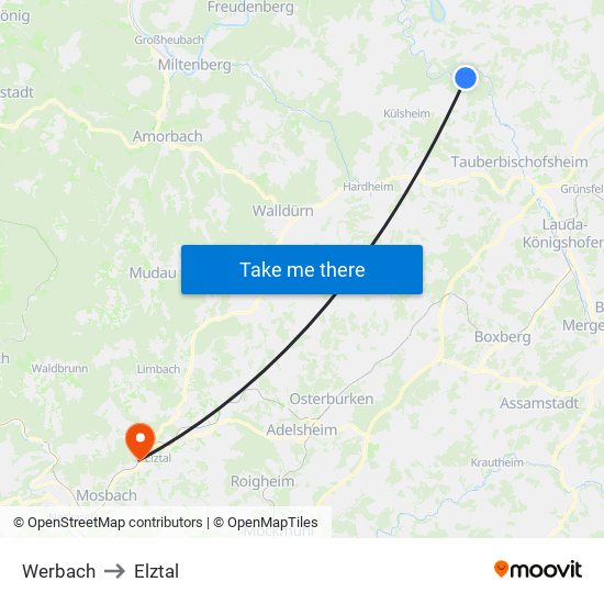Werbach to Elztal map
