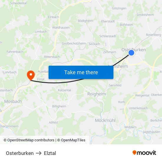 Osterburken to Elztal map