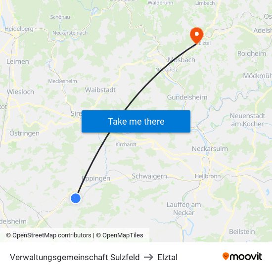 Verwaltungsgemeinschaft Sulzfeld to Elztal map