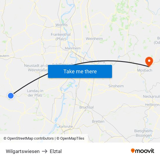 Wilgartswiesen to Elztal map
