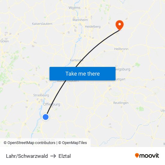 Lahr/Schwarzwald to Elztal map
