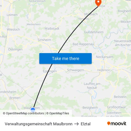 Verwaltungsgemeinschaft Maulbronn to Elztal map