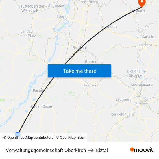 Verwaltungsgemeinschaft Oberkirch to Elztal map