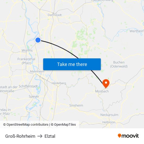 Groß-Rohrheim to Elztal map