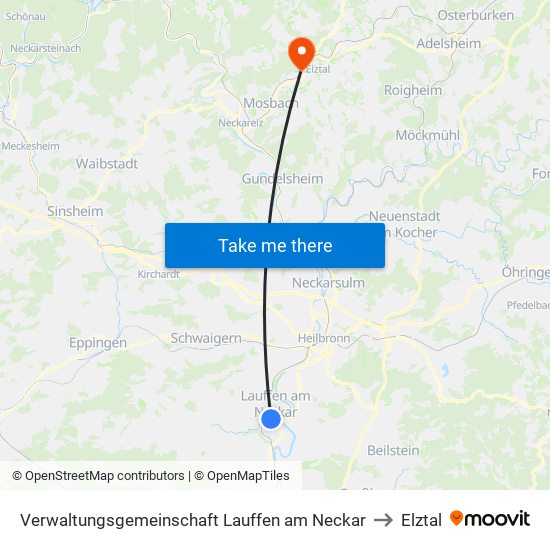Verwaltungsgemeinschaft Lauffen am Neckar to Elztal map
