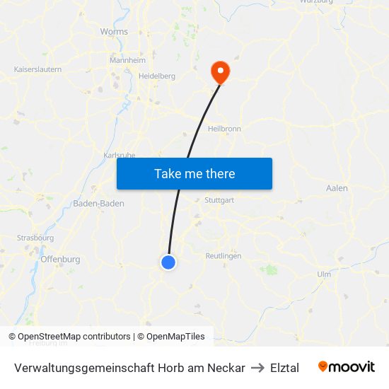 Verwaltungsgemeinschaft Horb am Neckar to Elztal map