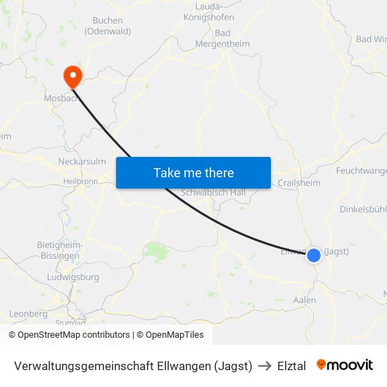 Verwaltungsgemeinschaft Ellwangen (Jagst) to Elztal map