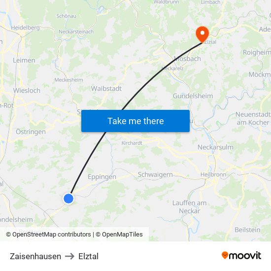 Zaisenhausen to Elztal map